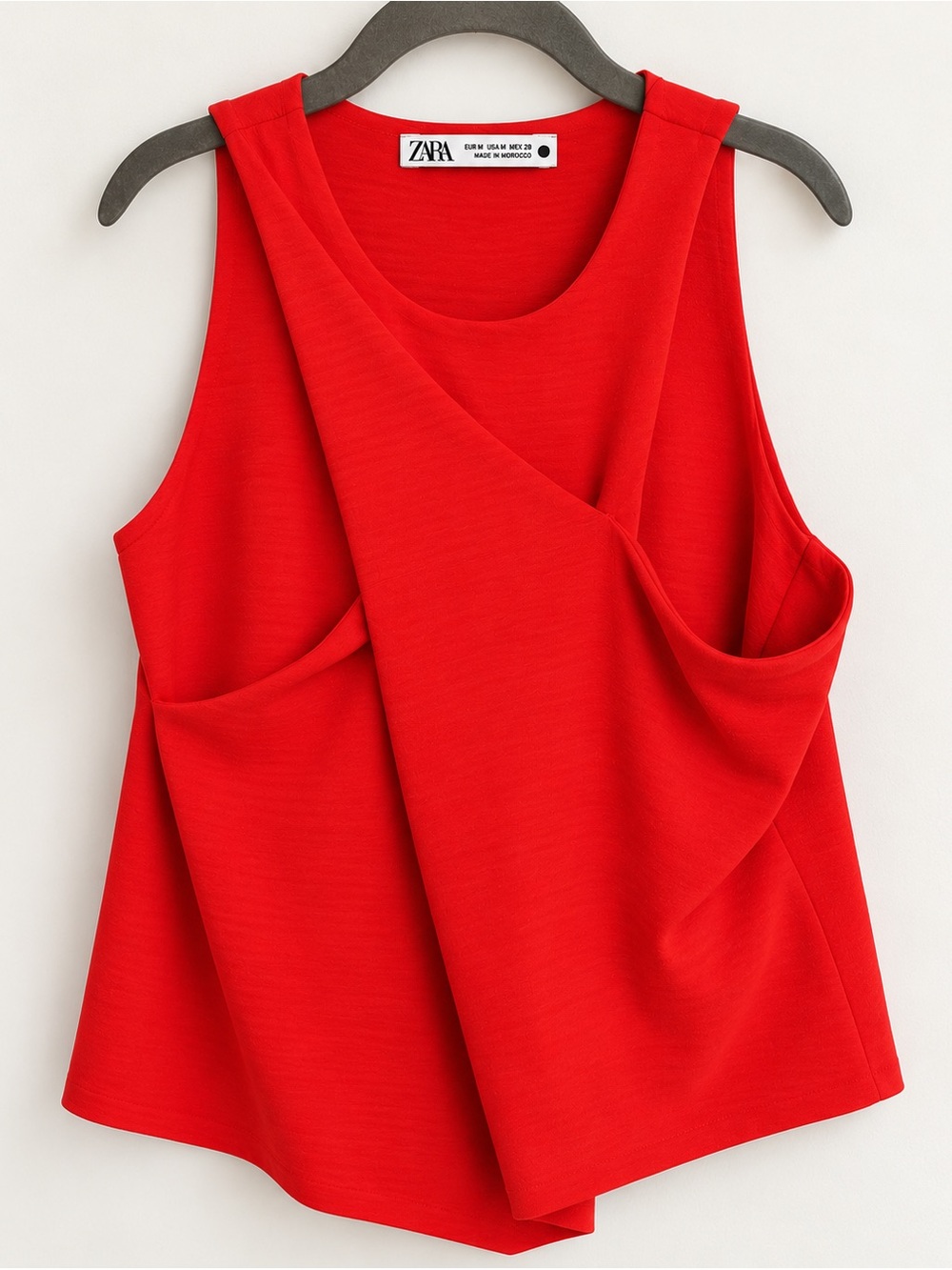 Zara Red Draped Cutout Sleeveless Top Size M Made in Morocco